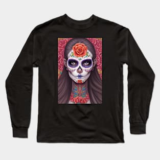 Sugar Skull Art - Featuring Woman in Skull Makeup Long Sleeve T-Shirt